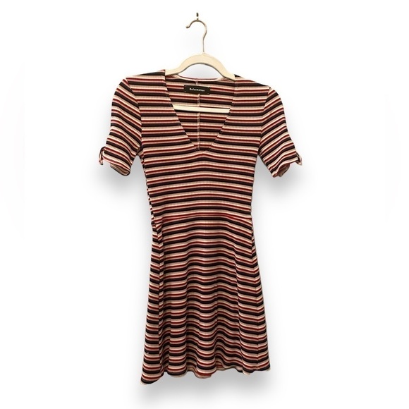 Reformation Dresses & Skirts - Reformation | Sara Mini Dress Rainbow Ribbed Jersey Knit Hollywood Striped Small